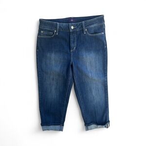 NYDJ Lift Tuck Crop Jeans Womens‎ Size 10 Dark Wash Selvedge Denim Cuffed